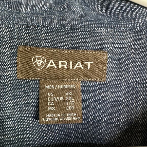 Ariat Mens 2XL Button Down Shirt Patrick Classic Fit Long SleevesShirt Blue - Picture 3 of 7